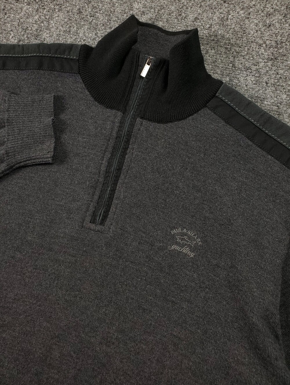 Paul & Shark Yachting Wool Sweater Supermelange Cool Touch Light Medium 1/4 Zip